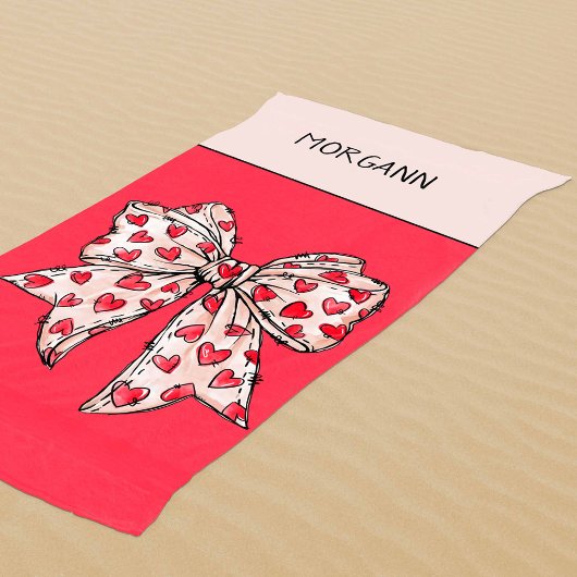 Schattigee rode en blush coquette hart boog strandlaken