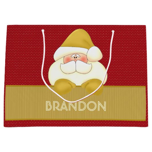 Schattigee rode en gouden Polka Dots en Santa Groot Cadeauzakje (Voorkant)