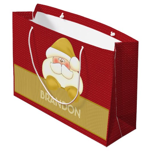 Schattigee rode en gouden Polka Dots en Santa Groot Cadeauzakje (Achterkant Gekanteld)