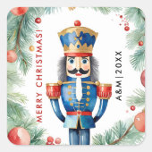 Schattigee rode en groene kerst notenkraker Waterv Vierkante Sticker (Voorkant)