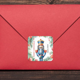 Schattigee rode en groene kerst notenkraker Waterv Vierkante Sticker