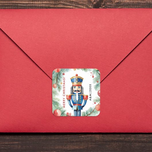 Schattigee rode en groene kerst notenkraker Waterv Vierkante Sticker