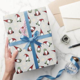 Schattigee rode en groene kerstkabouters cadeaupapier