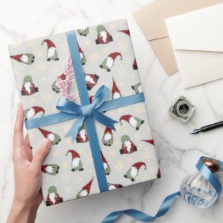 Schattigee rode en groene kerstkabouters cadeaupapier