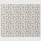 Schattigee rode en groene kerstkabouters cadeaupapier (Vlak)