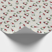 Schattigee rode en groene kerstkabouters cadeaupapier (Hoek)