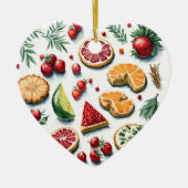 Schattigee rode en groene kerstkoekjes gebakken pa keramisch ornament (Voorkant)