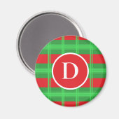 Schattigee rode en groene monogram kerstkleuren' magneet (Voorkant / Achterkant)
