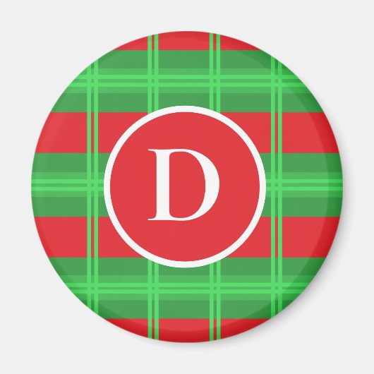 Schattigee rode en groene monogram kerstkleuren' magneet (Voorkant)