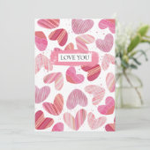 Schattigee rode en roze harten Foto Feestdagenkaart (Staand voorkant)