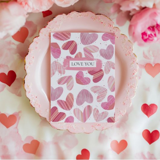 Schattigee rode en roze harten Foto Feestdagenkaart