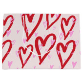 Schattigee rode en roze harten groot cadeauzakje (Voorkant)