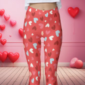 Schattigee rode en roze hartpatroon Valentijnsdag Leggings