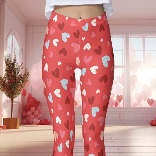 Schattigee rode en roze hartpatroon Valentijnsdag Leggings