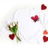 Schattigee rode en witte hart XOXO Crewneck Trui