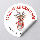 Schattigee rode en witte kerst Rudolph rendieren Ronde Sticker