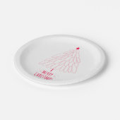 Schattigee rode en witte kerstboom papieren bordje (Gekanteld)