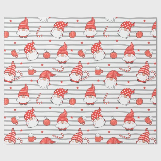 Schattigee rode en witte kerstelf cadeaupapier (Vlak)