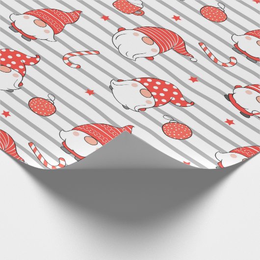 Schattigee rode en witte kerstelf cadeaupapier (Hoek)