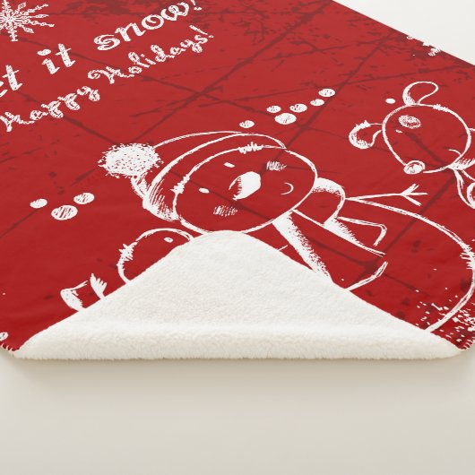 Schattigee rode en witte kerstillustratie sherpa deken (3/4)