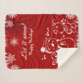 Schattigee rode en witte kerstillustratie sherpa deken (Voorkant (horizontaal))