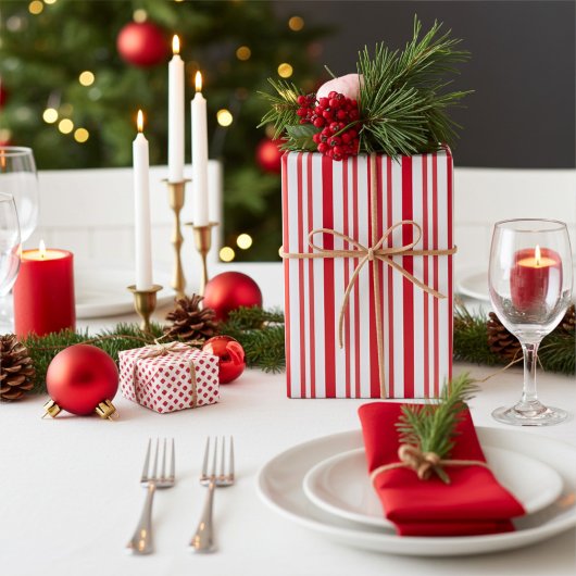 Schattigee rode en witte snoepriet gestreept inpakpapier vel