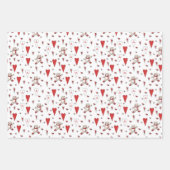 Schattigee rode en witte teddybeer & hart Valentij Inpakpapier Vel (Voorkant)