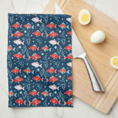 Schattigee rode en witte vis theedoek (Quarter Fold)