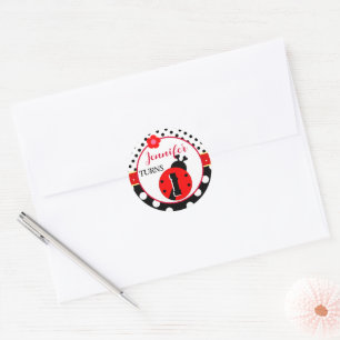 Schattigee rode en zwarte lieveheersbeestje ronde sticker
