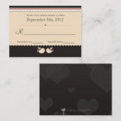 Schattigee rode en zwarte Tortelduifjes RSVP-kaart Informatiekaartje (Voorkant / Achterkant)