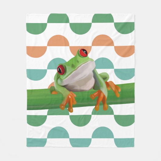Schattigee rode eyed boomkikker kleurrijke geometr fleece deken (Voorkant)