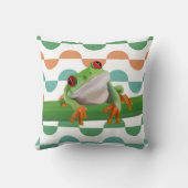 Schattigee rode eyed boomkikker kleurrijke geometr kussen (Achterkant)