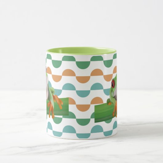 Schattigee rode eyed boomkikker kleurrijke geometr mok (Midden)