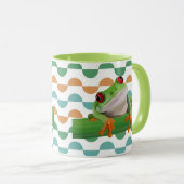 Schattigee rode eyed boomkikker kleurrijke geometr mok (Voorkant rechts)