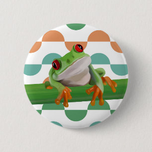 Schattigee rode eyed boomkikker kleurrijke geometr ronde button 5,7 cm