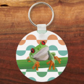 Schattigee rode eyed boomkikker kleurrijke geometr sleutelhanger (Achterkant)