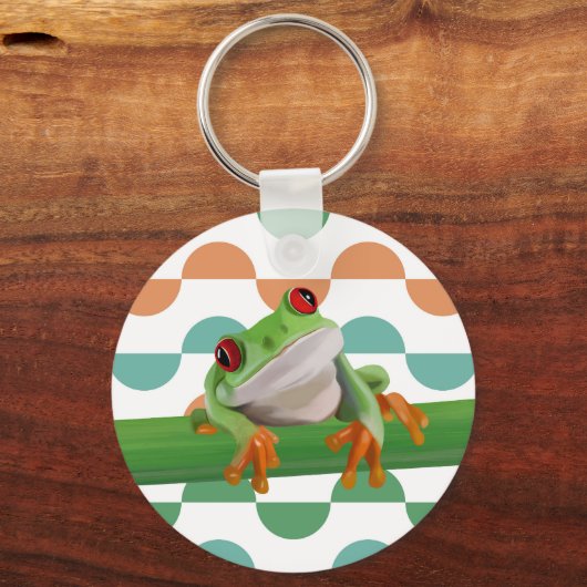 Schattigee rode eyed boomkikker kleurrijke geometr sleutelhanger (Voorkant)