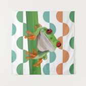 Schattigee rode eyed boomkikker kleurrijke geometr wandkleed (Voorkant (horizontaal))