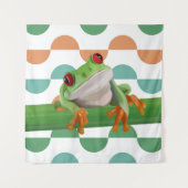 Schattigee rode eyed boomkikker kleurrijke geometr wandkleed (Voorkant)