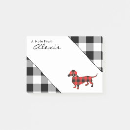 Schattigee rode flanel geruite teckel hond post-it® notes