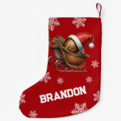 Schattigee Rode Football Santa Sleigh Naam Kleine Kerstsok (Achterkant)