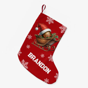 Schattigee Rode Football Santa Sleigh Naam Kleine Kerstsok