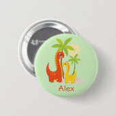 Schattigee Rode Gele Dinosaurus Gepersonaliseerde  Ronde Button 5,7 Cm (Voorkant /achterkant)