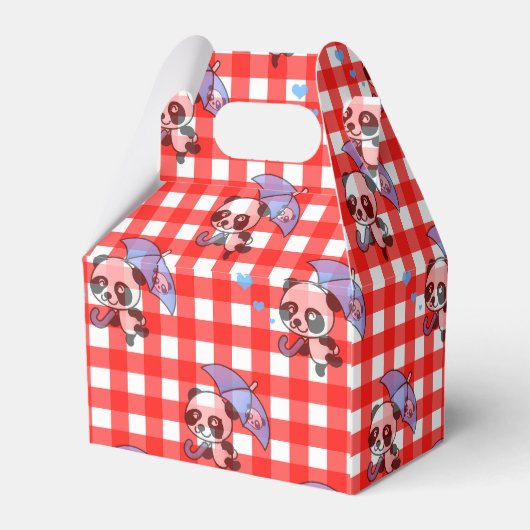 Schattigee rode gingham check ontwerp bedankdoosjes (Achterkant)
