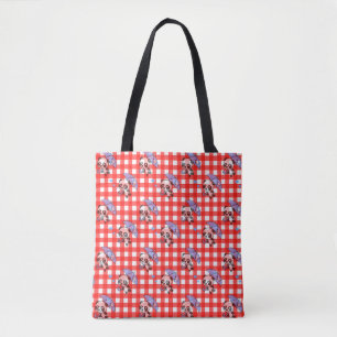 Schattigee rode gingham check ontwerp tote bag