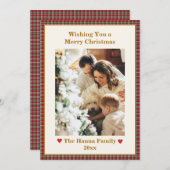 Schattigee Rode Gingham Plaid Custom Photo Christm Feestdagenkaart (Voorkant / Achterkant)