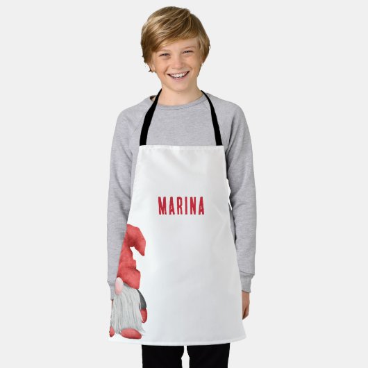 Schattigee Rode Gnoom Illustratie Custom Schort (Gedragen)