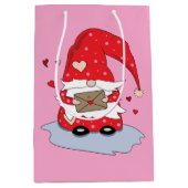 Schattigee Rode Gnoom met Letter Roze Gift Bag Medium Cadeauzakje (Voorkant)