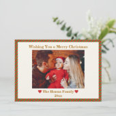 Schattigee rode, groene en gouden foto vrolijk ker feestdagenkaart (Staand voorkant)