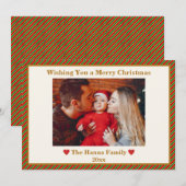 Schattigee rode, groene en gouden foto vrolijk ker feestdagenkaart (Voorkant / Achterkant)